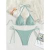 Set Bikini Triangolo Glitter Blu Reale da Donna - Top con Laccetti al Collo e Slip con Laccetti Laterali