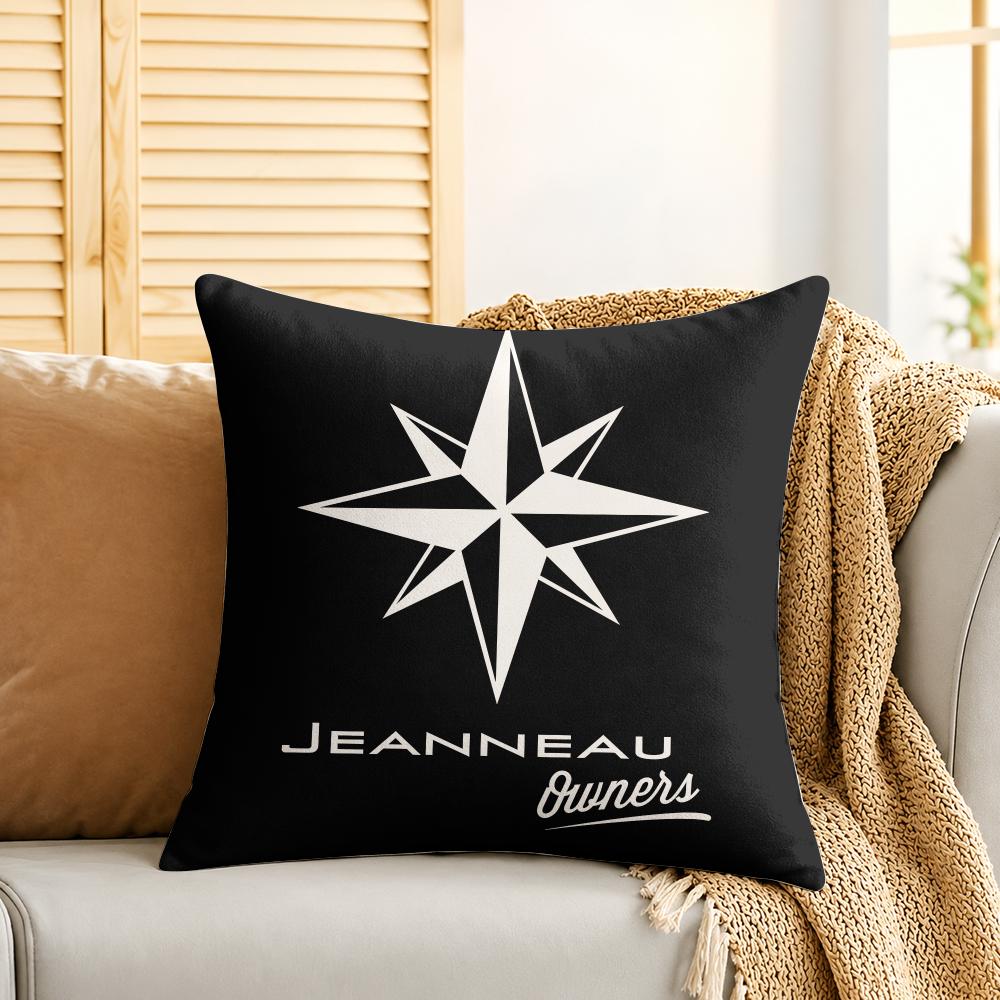 JJeanneau Yacht LOGO Cushion Cover Silky Short Plush Invisible Zipper Dustproof Sofa Pillow Case For Home Decor