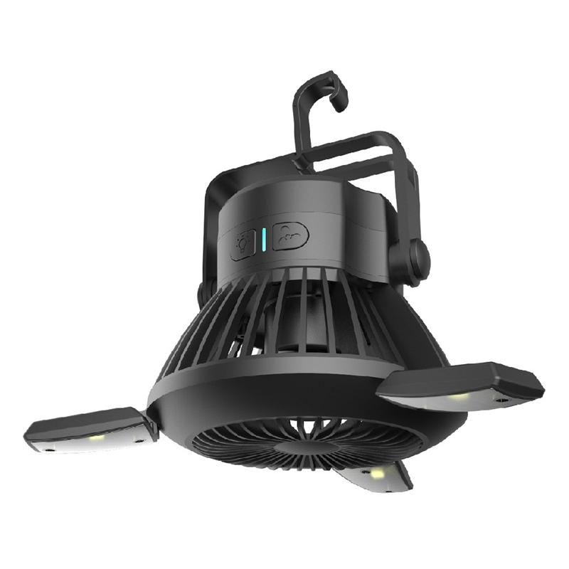 Portable LED Camping Lantern with Ceiling Fan - Solar Power USB Rechargeable Tent Light Fan for Outdoor Camping Hiking