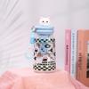 Water bottle new creative cartoon straw cup with tea partition high temperature resistant anti-drop plastic cup outdoor camping portable cup