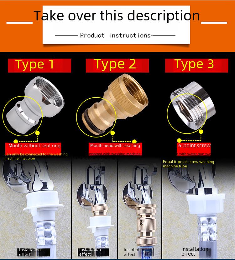 Washing Machine Faucet Adapter: 4 To 6 Points Connector for Inlet Pipe and Car Wash Basin