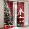 2Pcs Polyester Christmas Santa Claus Printing Window Curtains Birthday Party Decoration Backdrop Drapes for Living Room