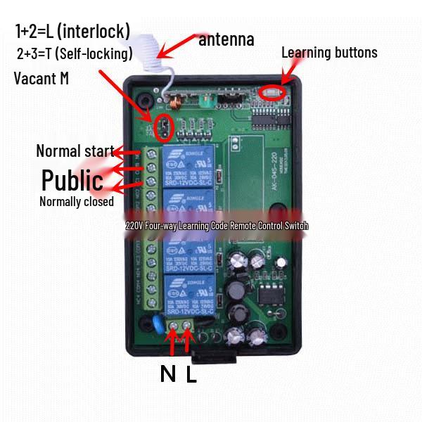 Smart 220V Four-Way Wireless Remote Control Switch Set