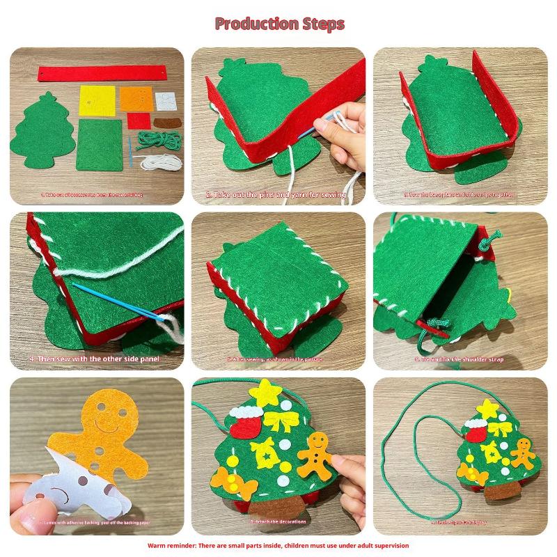 Christmas Theme Diy Handmade Shoulder Bag Handbag Sewing Creative Art And Handmade Activities Gifts Children'S Handmade Toys