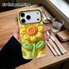 Phone Case: 2D flat design suitable for iPhone 18, 17, 16, 15, 14, 13 Pro protective case, sunflower and little bee, perfect holiday gift for Christma