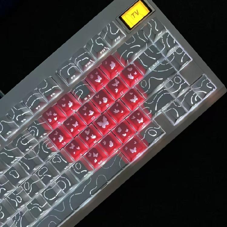Hartvormige Keycaps 21 Toetsen Originele Hoogte PBT Keycap Met Vlindervormig Patroon Voor DIY Liefhebbers Eenvoudig te Installeren