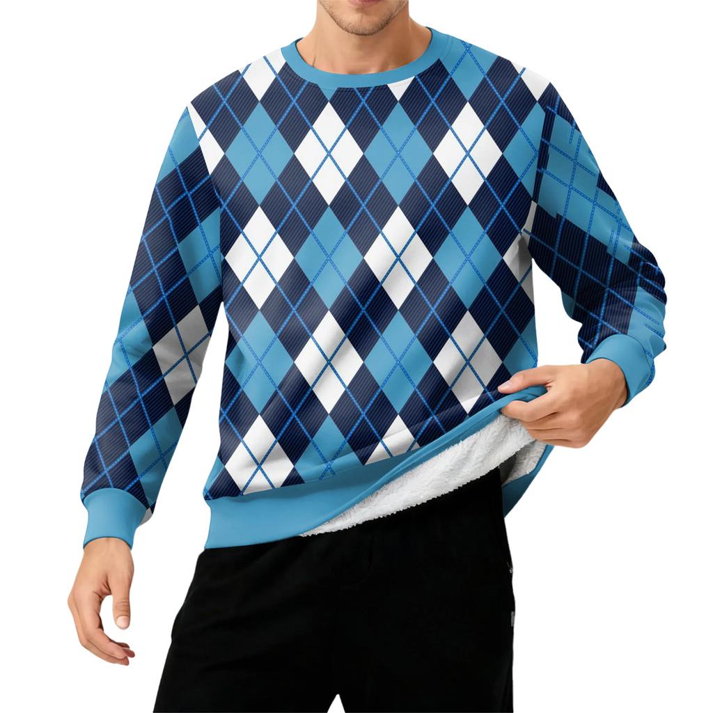 Herr Rundhals Fleecefodrad Tjock Enfärgad Sweatshirt