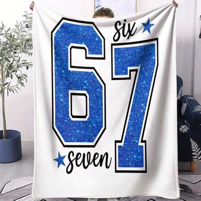 American Retro No.67 Pattern Printed Flannel Blanket Soft Decorative Blanket Sofa Adult Office Blanket Valentine's Day Gift