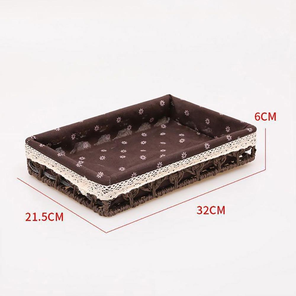 

Multicolor Storage Basket Weaving Flower Pattern Storage Tray Rectangle Multi-porpose Organizier Basket Desktop Organizier