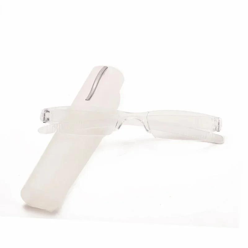 Small Reading Glasses Pen Holder Ultra Light Transparent Presbyopic Spectacles Portable Unisex Jelly Color Reading Eyewear