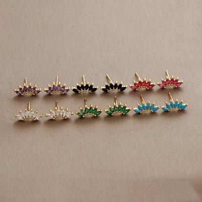 Moda błyszczące kolorowe kryształowe małe kolczyki sztyfty dla kobiet luksusowe mini kolczyki ze stali nierdzewnej biżuteria ślubna na prezent