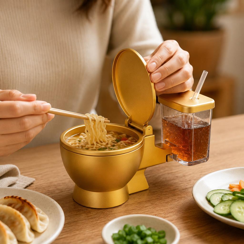 Nowy Zestaw Miseczek do Makaronu Ramen - Zabawny Design Toalety na Prezenty i do Domu
