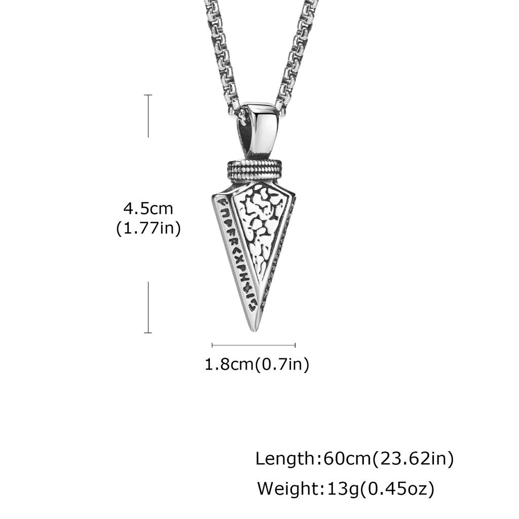 Vintage Viking Spearhead Necklace Stainless Steel Triangular Arrow Pendant Talisman Jewelry Gift for Men
