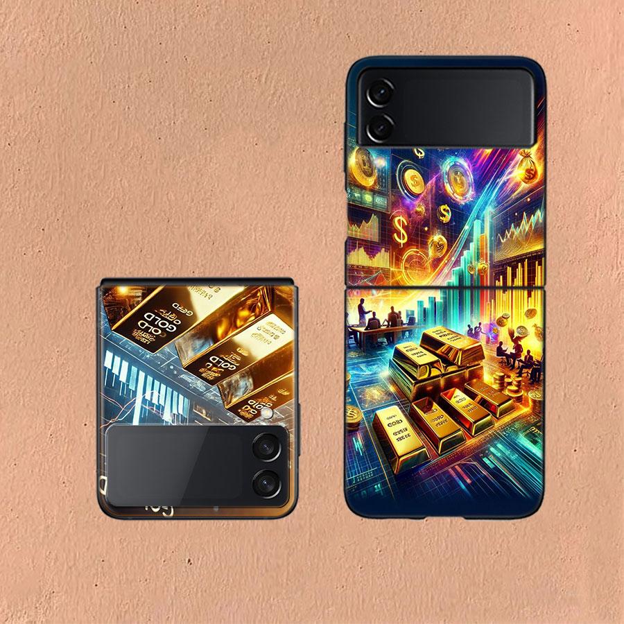 Trading Gold Contracts for Difference Phone Case For Samsung Z Flip 6 7 5G Galaxy Z Flip 5 4 3 5G Cases Shockproof Hard Cover TP
