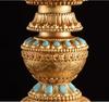 Tibetan Brass Candle Lamp Handicraft Embossed Inlaid Gem Tantric Candlestick Buddhist Wedding Altars Indoor Desktop Decoration