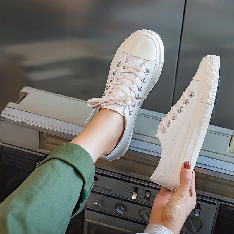 Women's High-Top Canvas Shoes New Pure White Spring Ins Harajuku Style Versatile Student Trendy Board Shoes