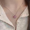Y2K Trend Pink Planet Heart Zircon Necklaces Women Charm Aesthetic Clavicle Chain Pendent Necklace Party Jewelry Gifts