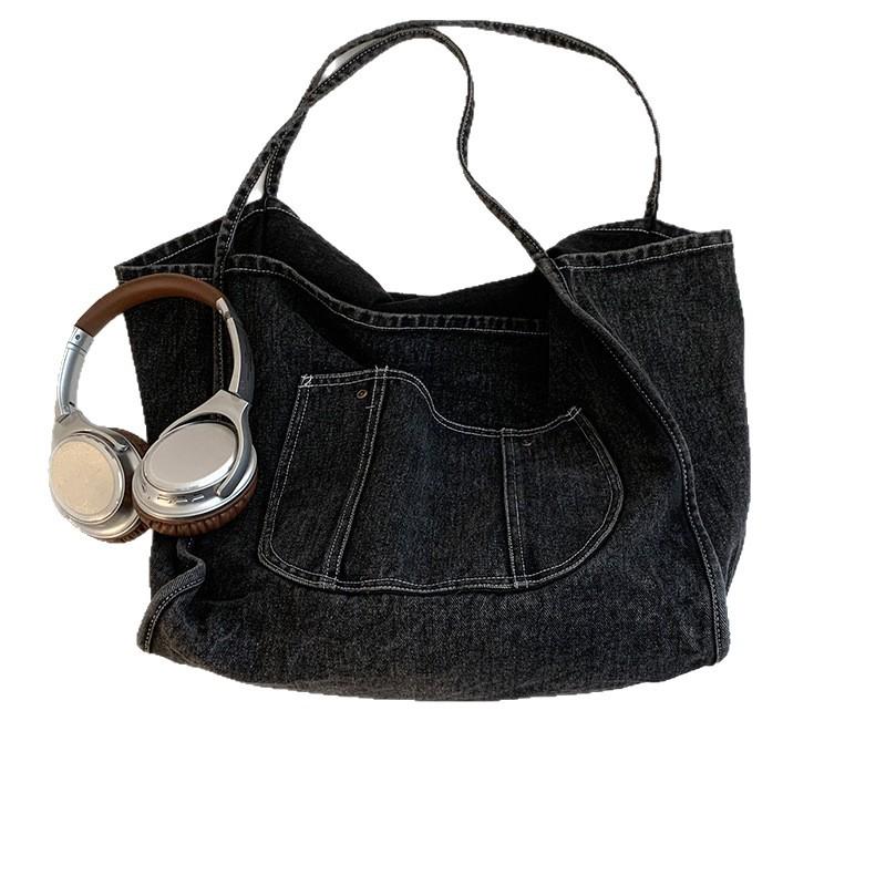 Korean Version of Casual Denim Large-capacity Bag Women's 2025 New Fashion Tote Bag Casual Large-capacity Shoulder Bag