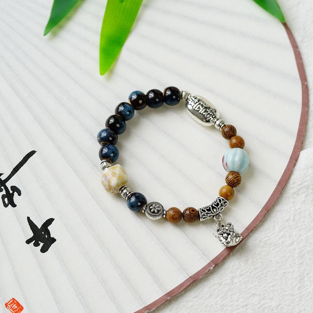 Literary Bracelet Maillard Color Jingdezhen Ceramic Bracelet Female Gift Student National Style Creative National Style Accessories