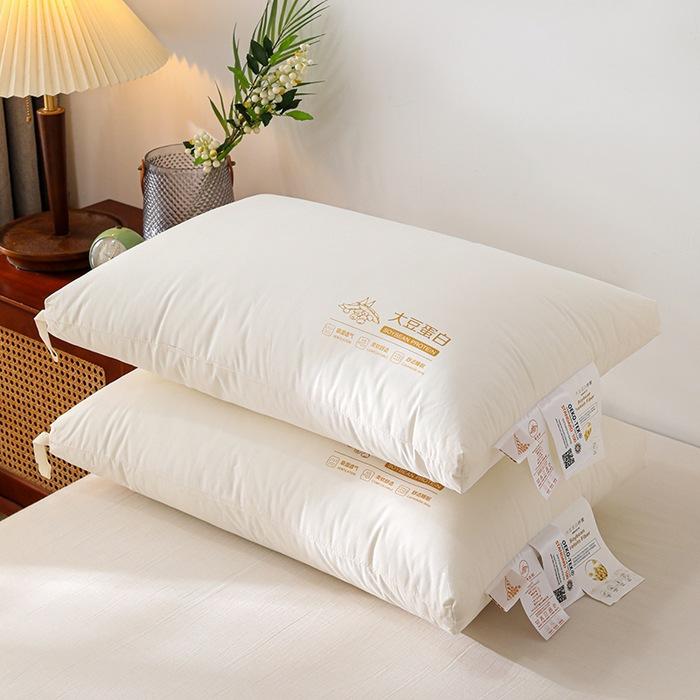 Pure Cotton Soybean Protein Fiber Pillow Core Home Use A Pair of Neck Protection Pillow Student Dormitories Hotels Comfortable Q15848QQ-48x74cm 2pcs