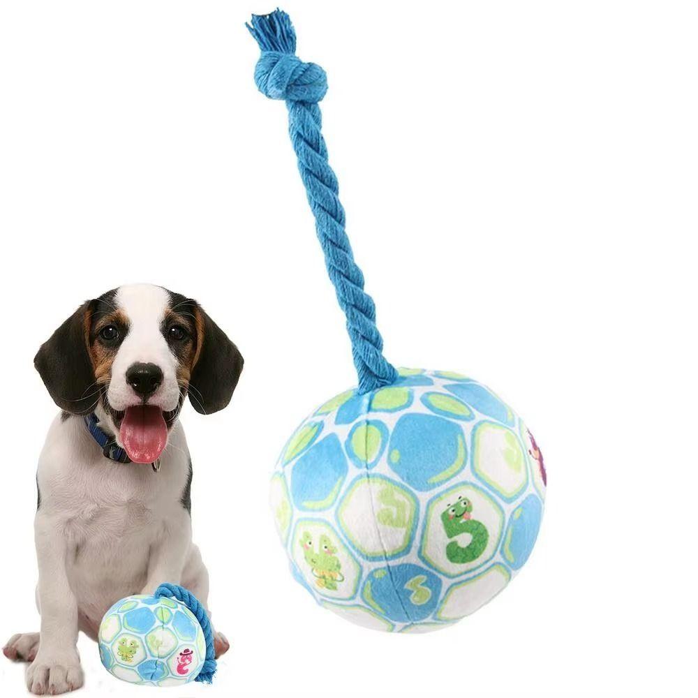 With Rope Knot Pet Plush Sound Toy PP Cotton Filling Doggy Disc Ball Chew Ball Dog Toy Ball  Indoor