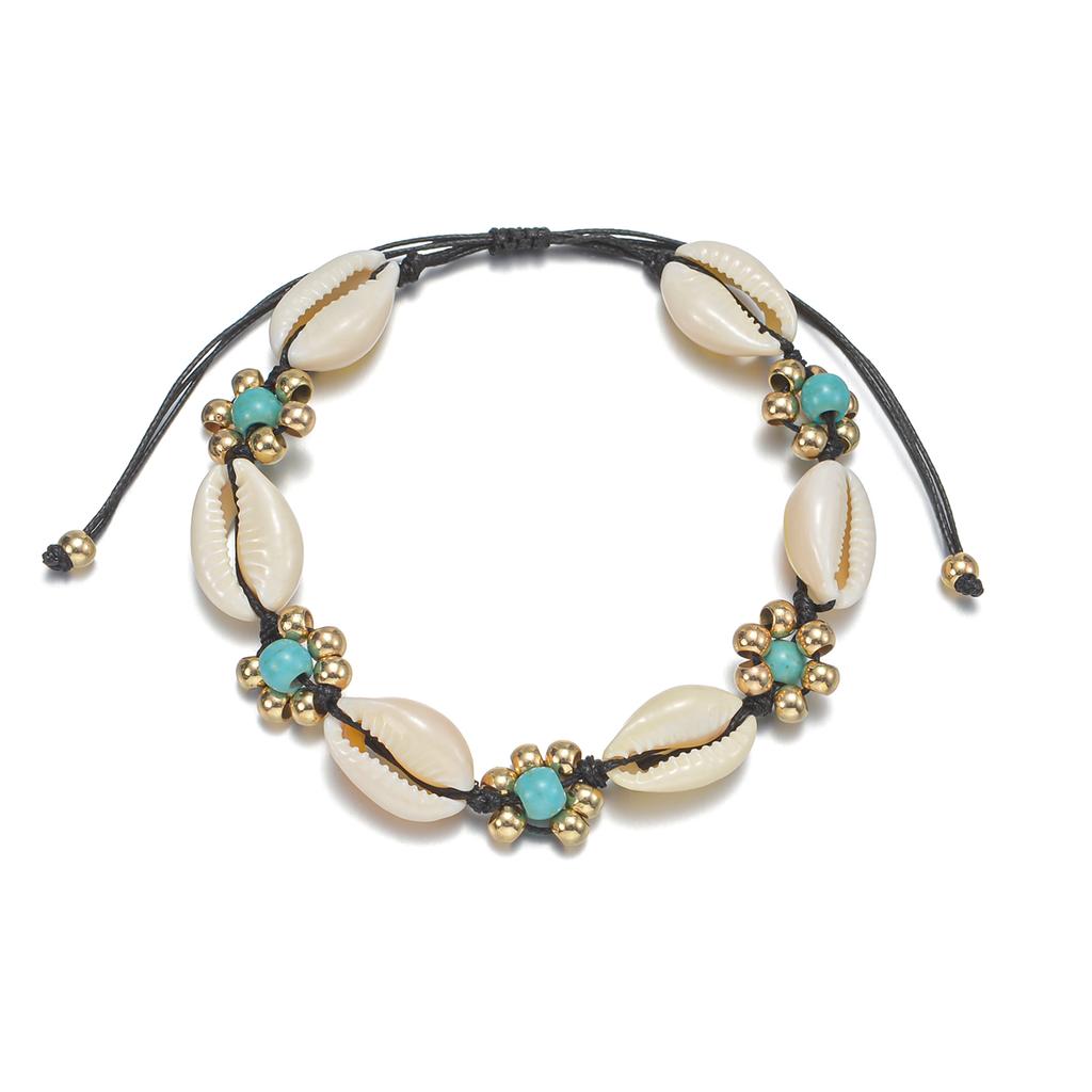 Summer Vacation Style Woven Shell Rice Beads Adjustable Women's Beach Feet Chain