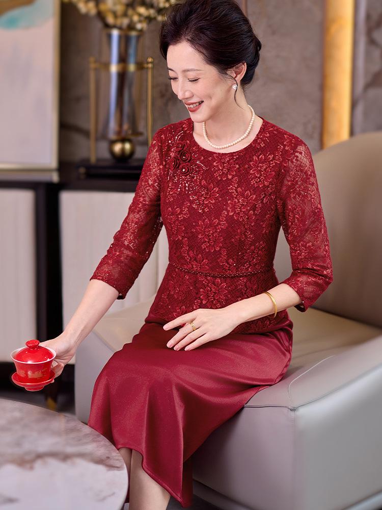 Elegant 2026 Qipao Dress: Mother of the Bride High-End Tummy Concealing Outfit