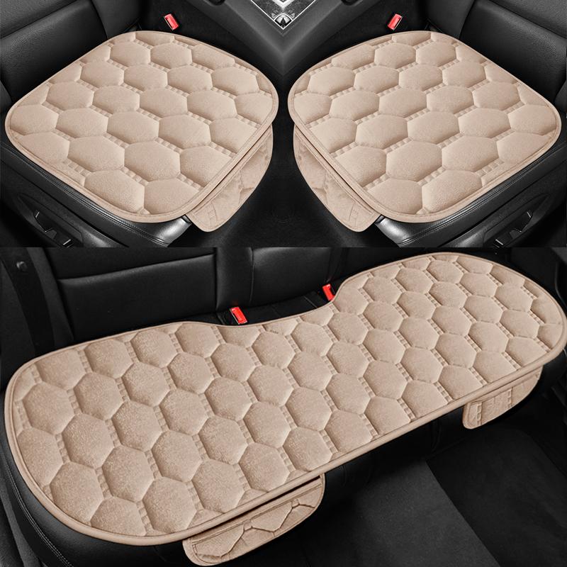 Car Seat Cushion Winter Short Plush Three Piece Set Without Backrest Anti Slip Winter Rear Universal Car Seat Cushion Warm