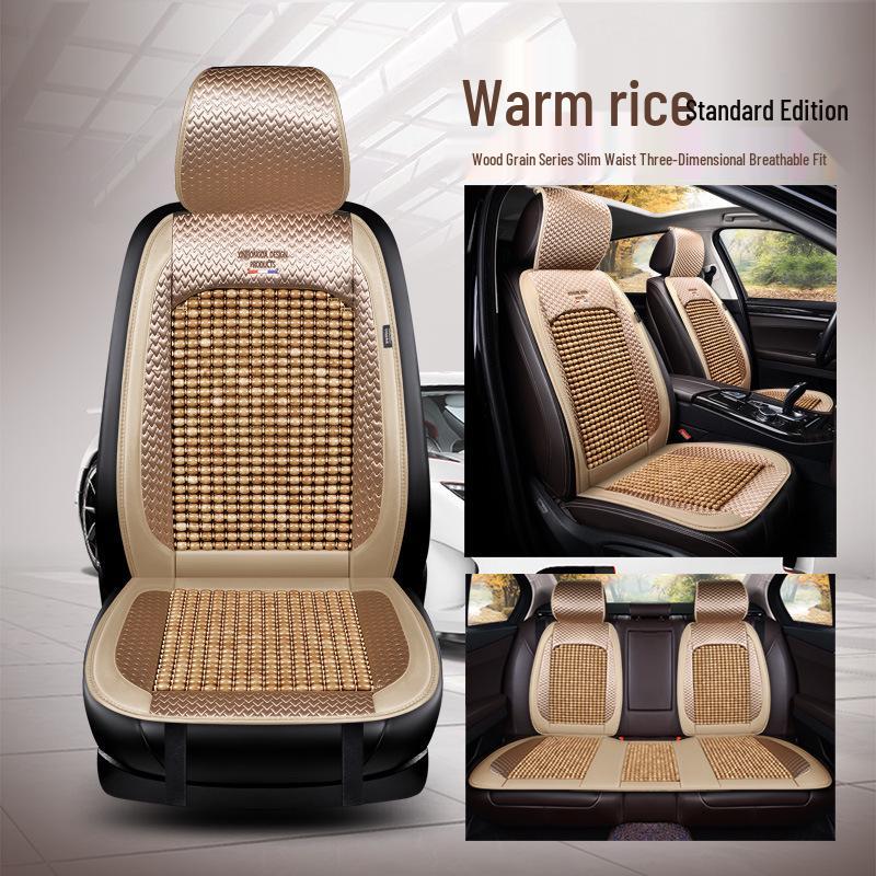 Wood Bead Ventilated Car Seat Cushion with Lumbar Support - Universal Four Seasons Cool Pad