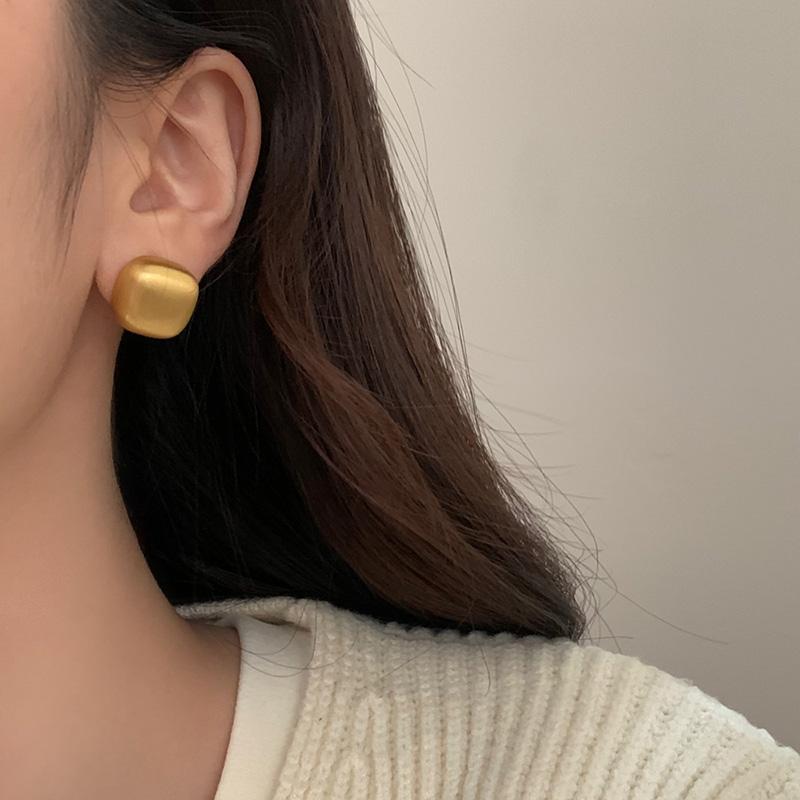 PONYKISS  Sterling Silver Wire Drawing Square Stud Earrings for Women Trendy Fine  Minimalist Geometric Accessories