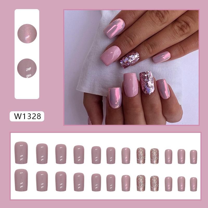 

Explosive Aurora Solid Color European, American Medium and Long Square Fake Nail Aurora Tablets 24 pieces