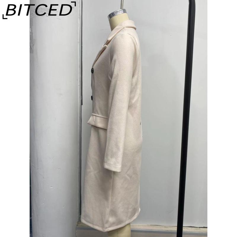 BITCED Women's Vintage Casual Lattice Print Autumn Winter Long Sleeve POLO Neck Jackets & Coats