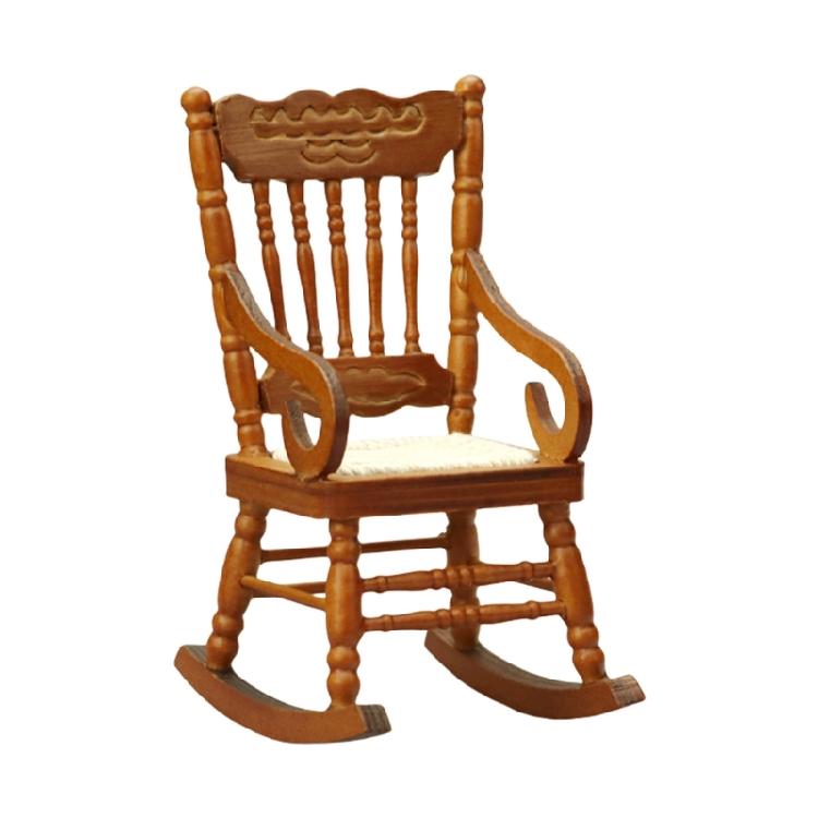 Miniature Dollhouses Display Armchair Rocking Chair Model 1/12 Scale, Realistic Zakka Vintage Chair Dollhouses Miniature 1