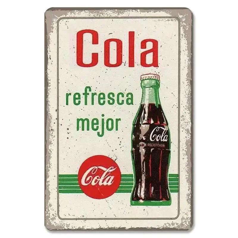 Cola Metal Tin Signs Decor Vintage Posters Girls Drink Cola Bottles Metal Plate Wall Decor Men's Hole Bar Club Restaurant Hom