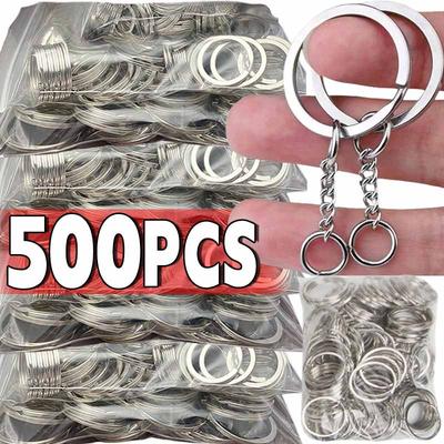 50/500 szt. Metalowe Puste Breloki do Kluczy Posrebrzane Breloki do Kluczy z Łańcuszkiem Klamry Wspinaczkowe Akcesoria do Breloków Karabińczyki