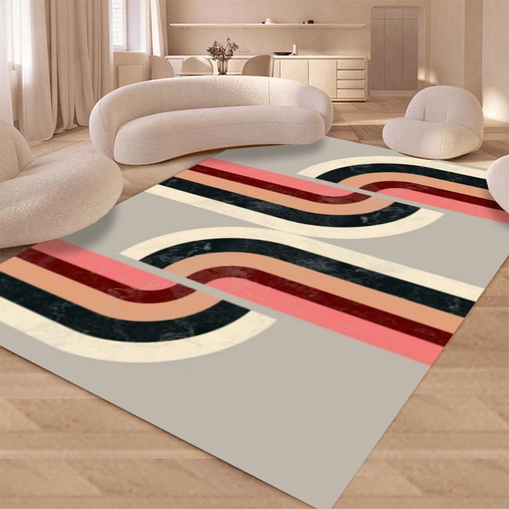 Luxury Rainbow Abstract Line Art Carpet Living Room Sofa Rug Home Decor Bedroom Rug Lounge Kitchen Coffee Table Floormat Modern