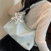 Fashion solid color casual hand-scratched tote bag 2025 summer new commuter niche women's shoulder messenger bag tide