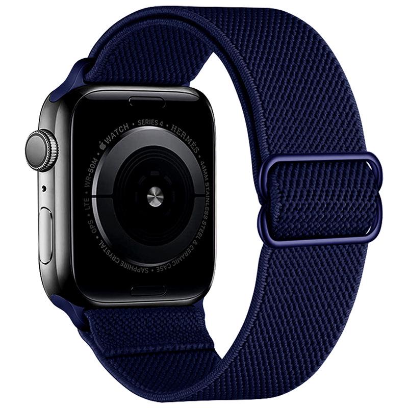 Adjustable Apple Watch Strap with Japanese Buckle - Single Loop Woven Elastic Nylon Compatible with iWatch