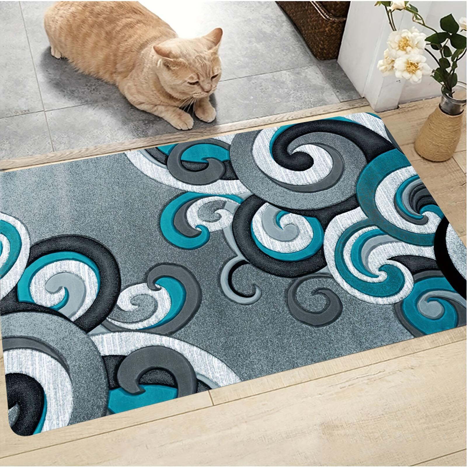 

Non-Slip Swirl Pattern Area Rug for Yoga Room Bedroom Living Room Bathroom - Modern Washable Home Decor in Blue-Grey 40x60cm