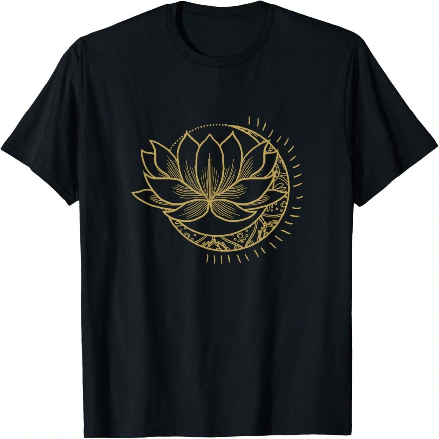 Minimal Crescent Moon Lotus Flower Space Yoga Meditation Art T-Shirt S разноцветный