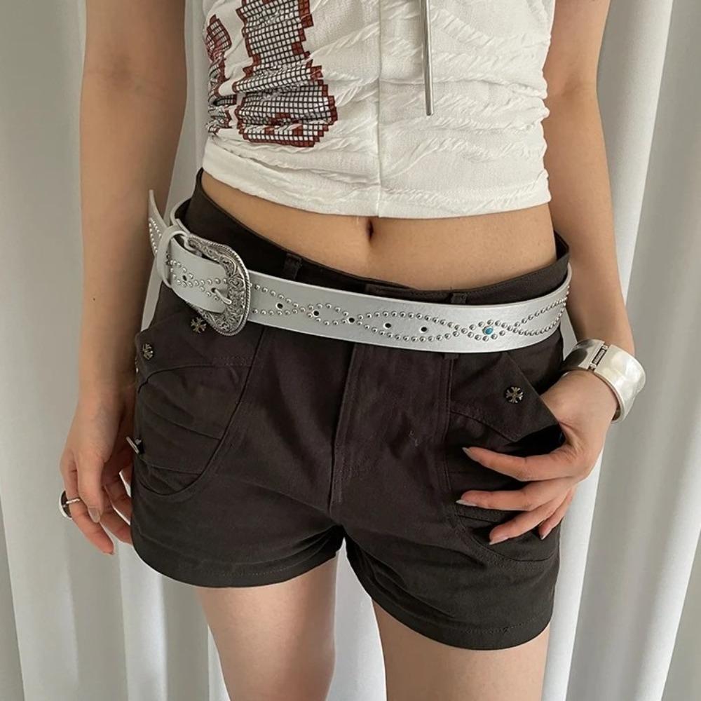 Ethnic Style Rivet Waist Belt PU Leather Dress Jeans Belt Fashion Women's Belt  Ladies