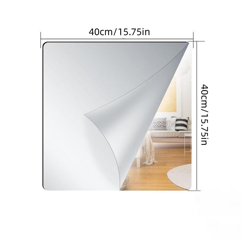 Self-Adhesive Mirror Wall Stickers 1.6mm Thick Flexible Makeup Mirror 20/30/40cm Living Room Decor Non Glass Mirror Stickers