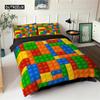 Toy Print Duvet Cover Set Dot Building Blocks Comforter Cover Microfiber Bedding Set Colorful Geometric Bricks Game Quilt Cover