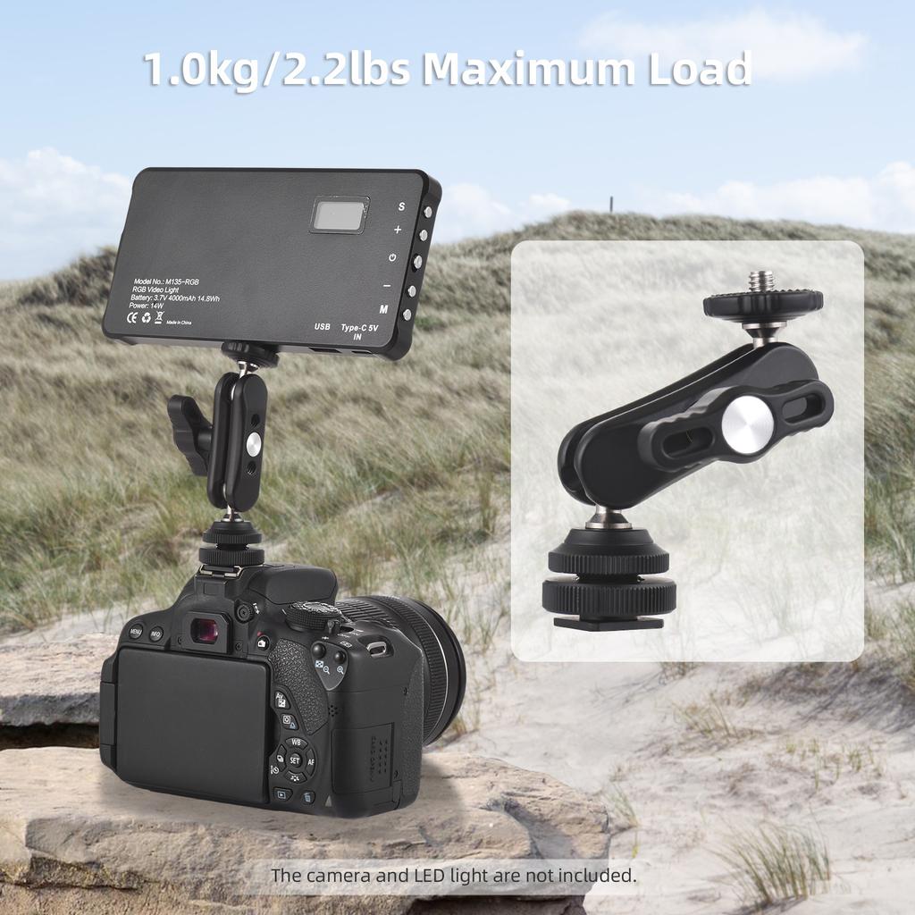 Mini Cool Ballhead Multi Function Double Ball Dead Adapter with Cold Shoe Mount & 1 4 Inch Screw for DSLR Camera