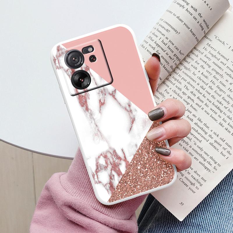 For Xiaomi 13T Pro Pink Gold Marble Art Fashion Phone Case Soft Silicone Funda Cover For Xiaomi 12T 11T 10T 12 Lite Coque Bumper