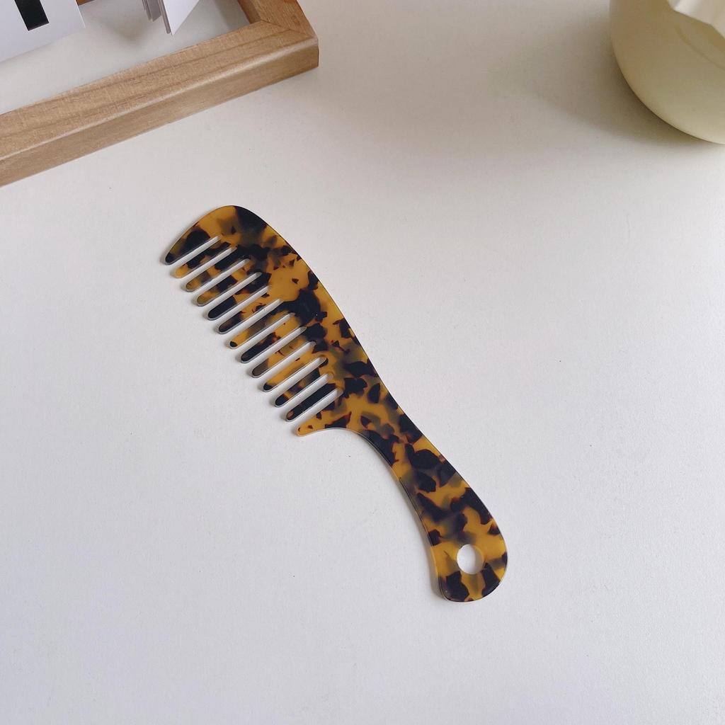 European & American Fashion Marble Texture Acetate Hair Comb - Large Handle, Anti-Static