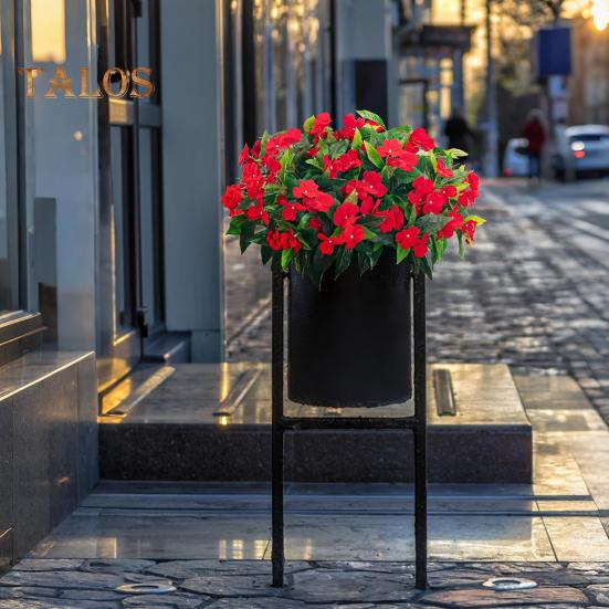 Artificial Impatiens Bunch UV Resistant Faux Flowers Low Maintenance Fake Impatiens Bouquet for Indoor Vase Planters Balcony Decorations