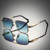 Square Metal Double Beam Men's Sunglasses Fashionable Light Luxury Casual Driving Sunglasses Personalized Colorful Sunglasses