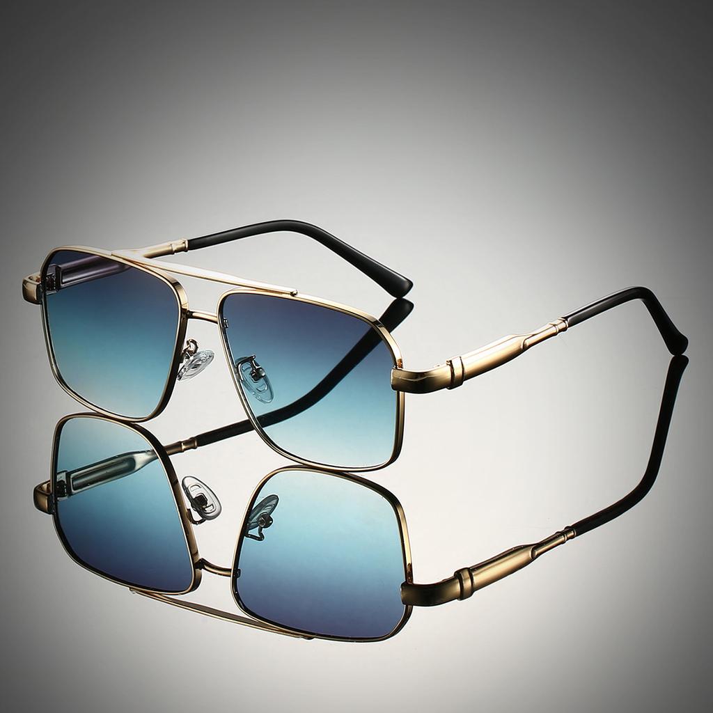 Square Metal Double Beam Men's Sunglasses Fashionable Light Luxury Casual Driving Sunglasses Personalized Colorful Sunglasses