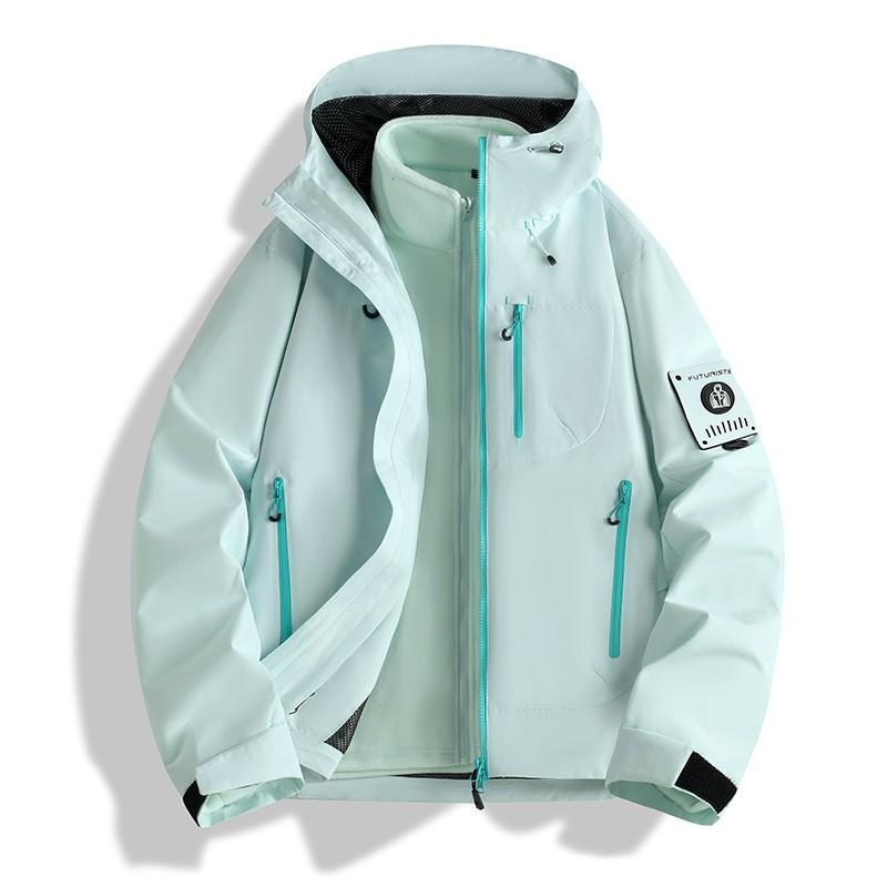 Unisex 3-in-1 Windproof Waterproof Softshell Jacket With Removable Fleece Liner Hiking Camping Travel